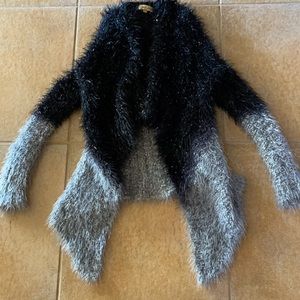 Beulah Fuzzy Cozy Asymmetrical Cardigan Sweater